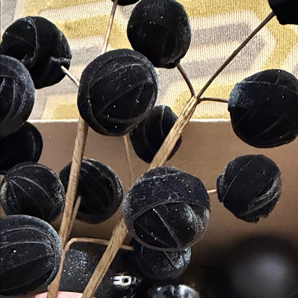 Black Decorative Ball Stems - velvet set of 8